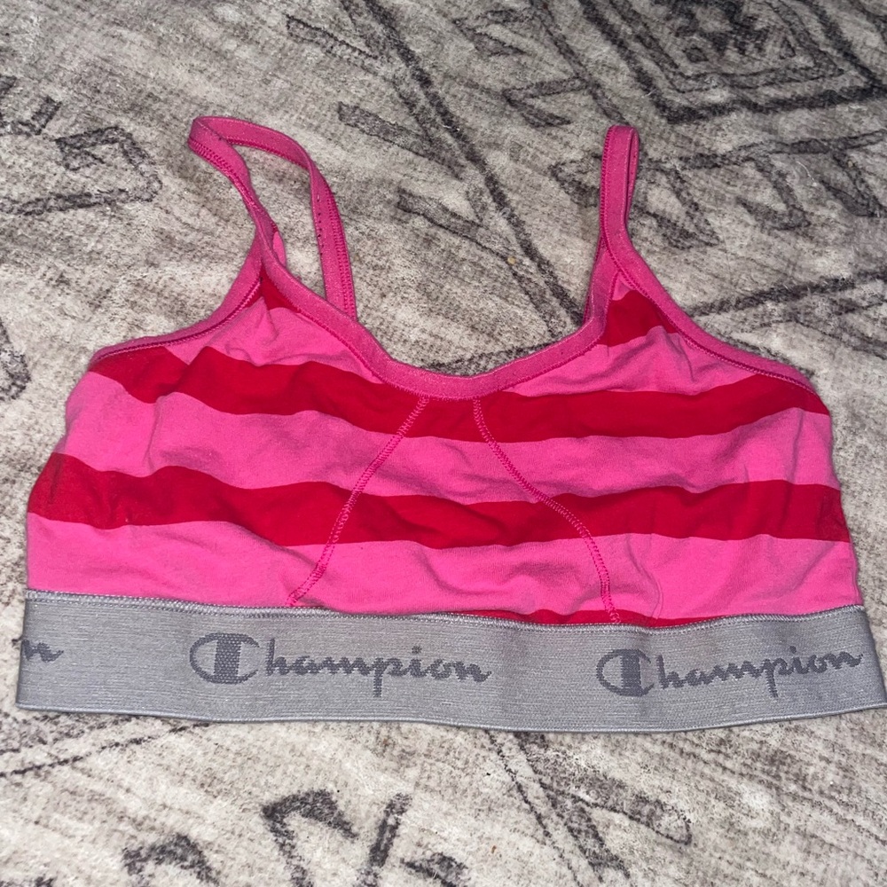 Pink Striped Champion Sports Bra